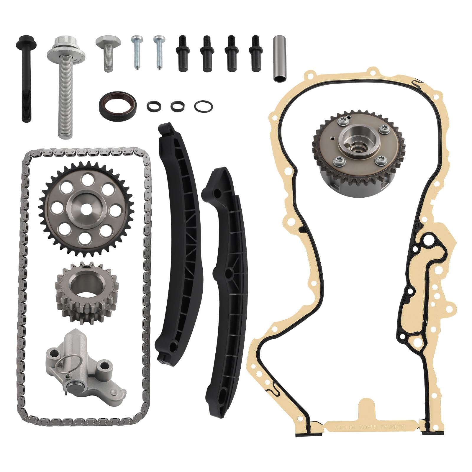 maXpeedingrods Kit de chaîne de distribution pour Audi A1 A3 VW Golf V Passat B6 1.4 TSI 1.6 FSI avec tendeur et rails coulissants 03C103825A 03C109158A 03E109511S2 03E109511