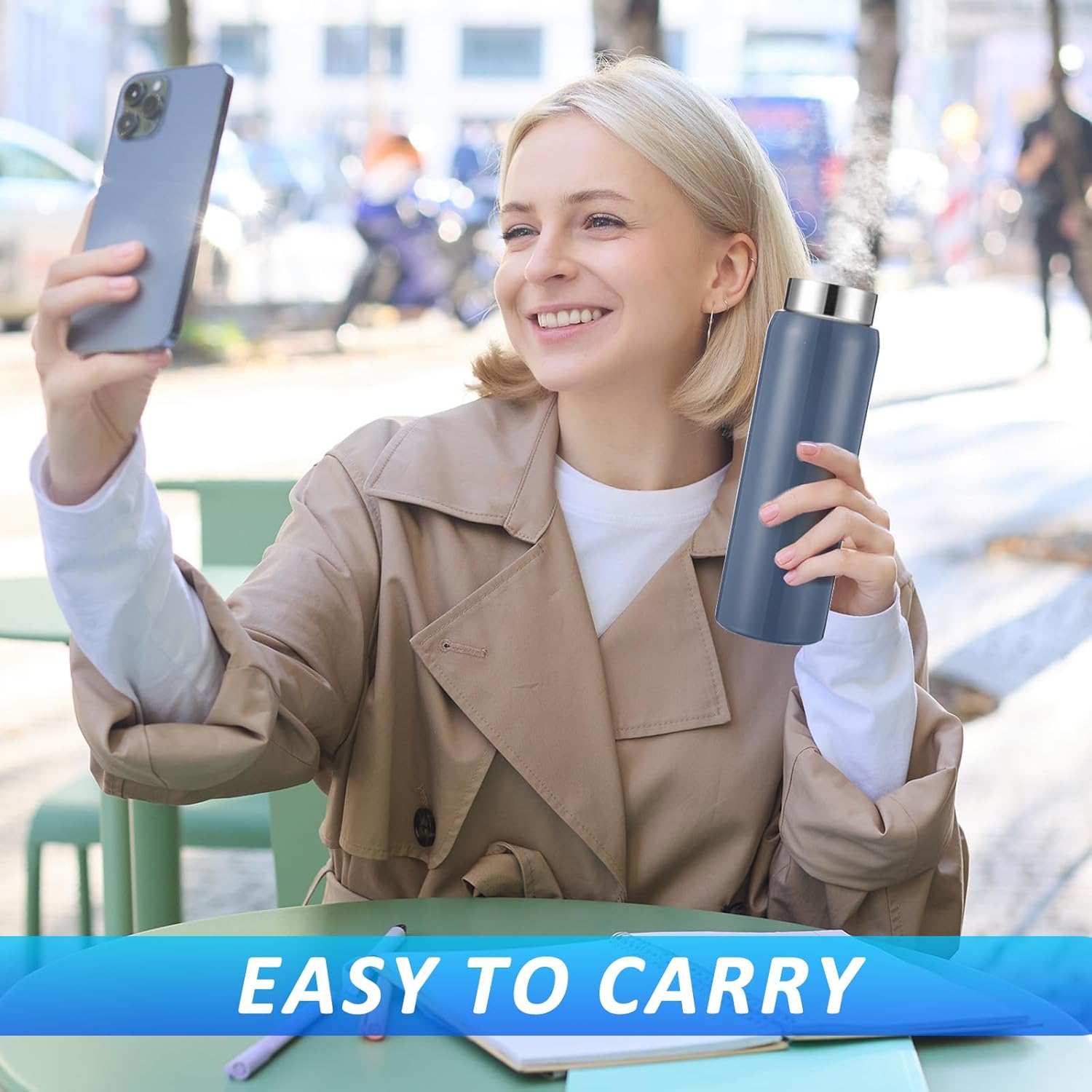 Bokon 2 Pack 10oz Insulated Water Bottle Mini Stainless Steel Tumber Leak Proof Flask Keeps Drinks Hot and Cold (Black,Gray) - Image 6