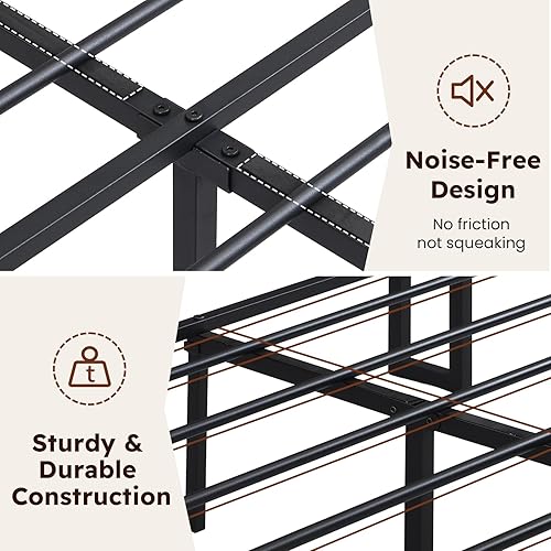 Miniatura 60 de Base de cama de tamaño matrimonial con cabecero, plataforma LED con 4 cajones de almacenamiento, estación de carga integrada, sin ruido, base de