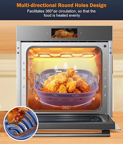 Miniatura 4 de Forros de silicona para freidora de aire, paquete de 2 cestas cuadradas para freidora de aire, papel pergamino reutilizable, forros perfectos para