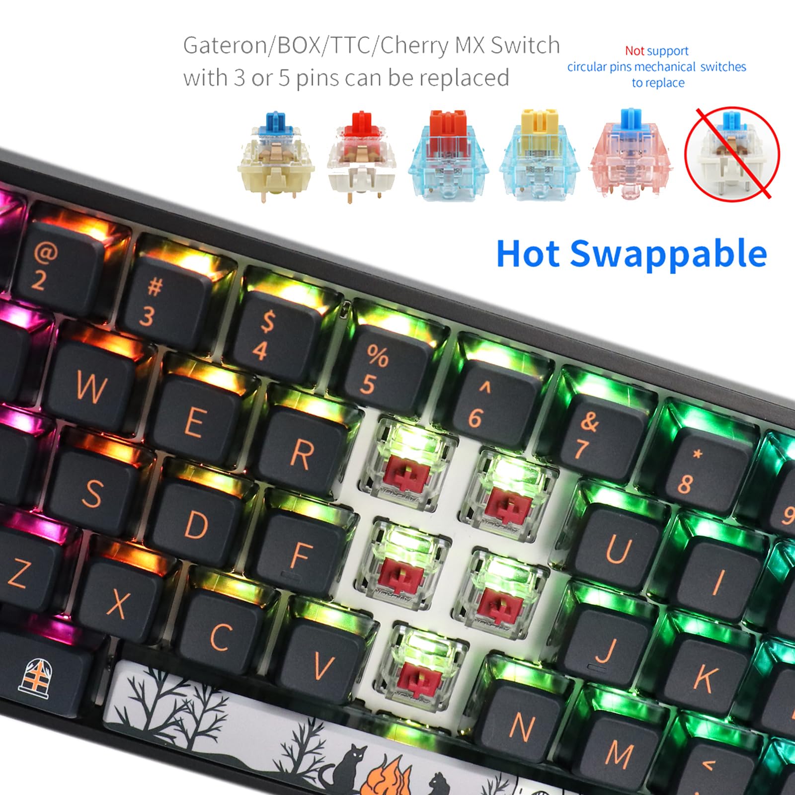 Amazon | MOLGRIA SKYLOONG GK68 68キー RGB バックライト付き