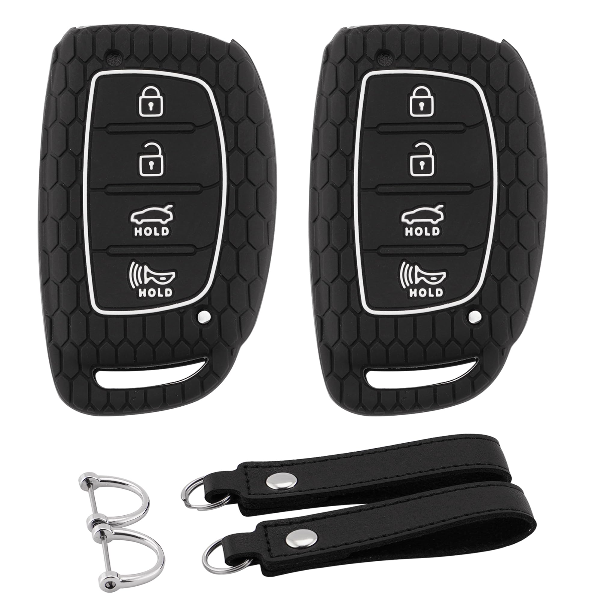 EKALA For Hyundai Key Fob Cover With Leather Key Fob Keychain, Soft TPU Key Fob Protector Shell Fit For Hyundai Elantra Elantra GT Sonata Tucson Ioniq