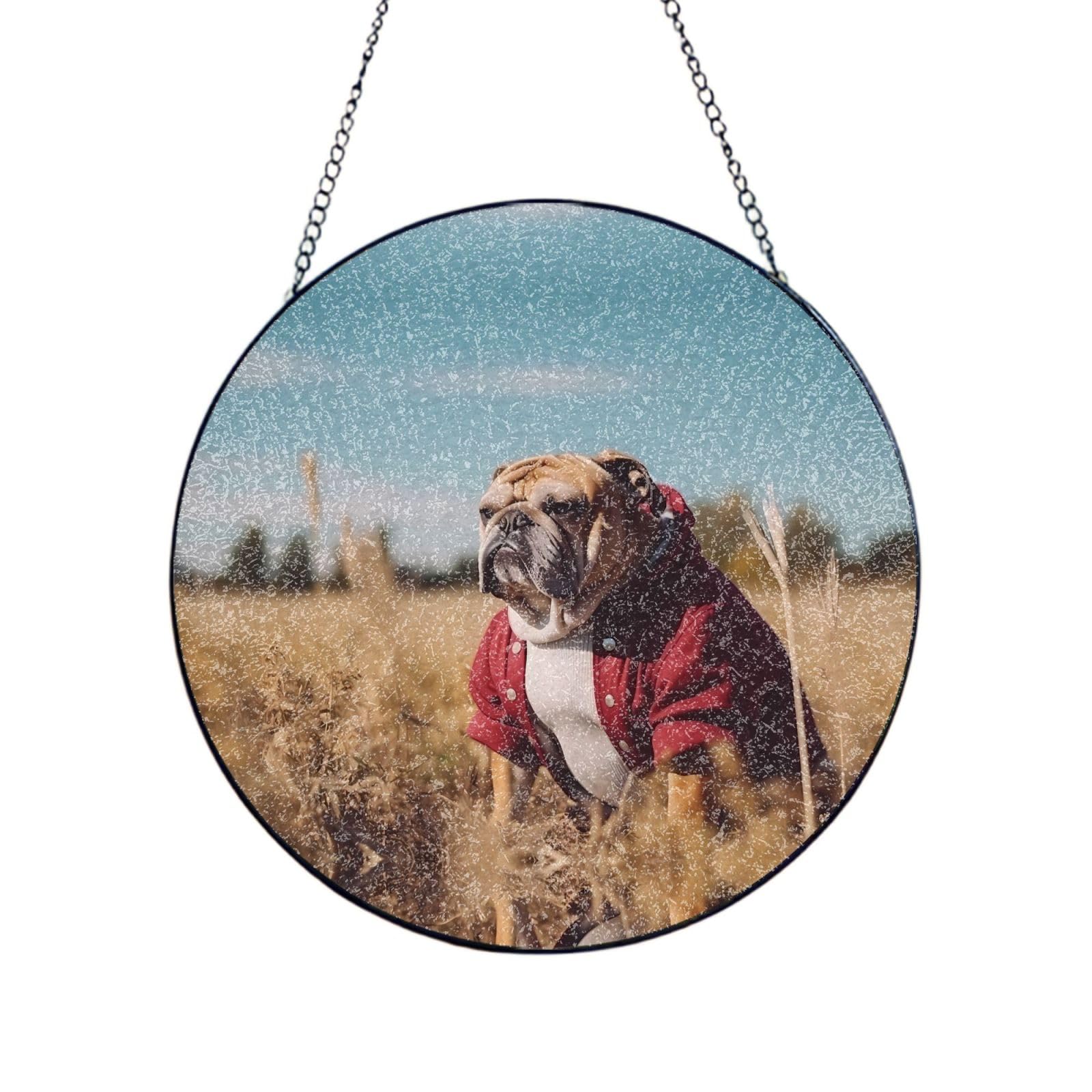 Phayah Canine Print Stained Glass Window Hanging Sun Catchers Decoration Mother'S Day Birthday Gifts For Home Garden Porch 6in（15cm）