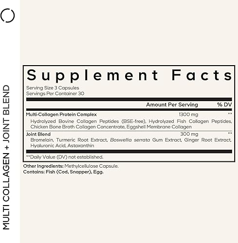 Miniatura 2 de Codeage Proteína de colágeno múltiple + suplemento de mezcla de articulaciones, ácido hialurónico, bromelina, cúrcuma, jengibre, boswellia,