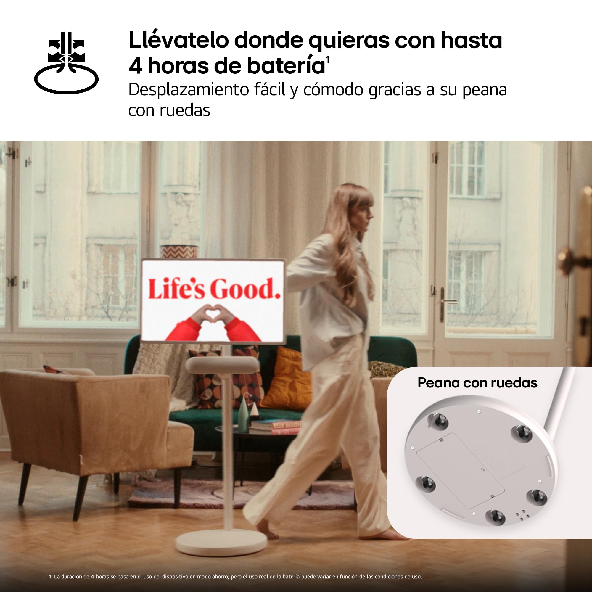 LG 27LX6TDGA - Smart Monitor StanbyMe 2, 27" QHD táctil, Smart TV Portátil, 2025, webOS 24 con IA, Dolby Vision y Dolby Atmos, 4h Batería, Peana con Ruedas, Portal Gaming, Beige — view 5