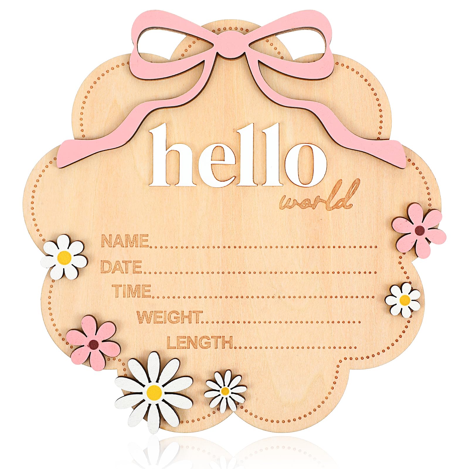 Biglietti di benvenuto per neonati in legno con scritta tedesca Nogeqi Hello World
