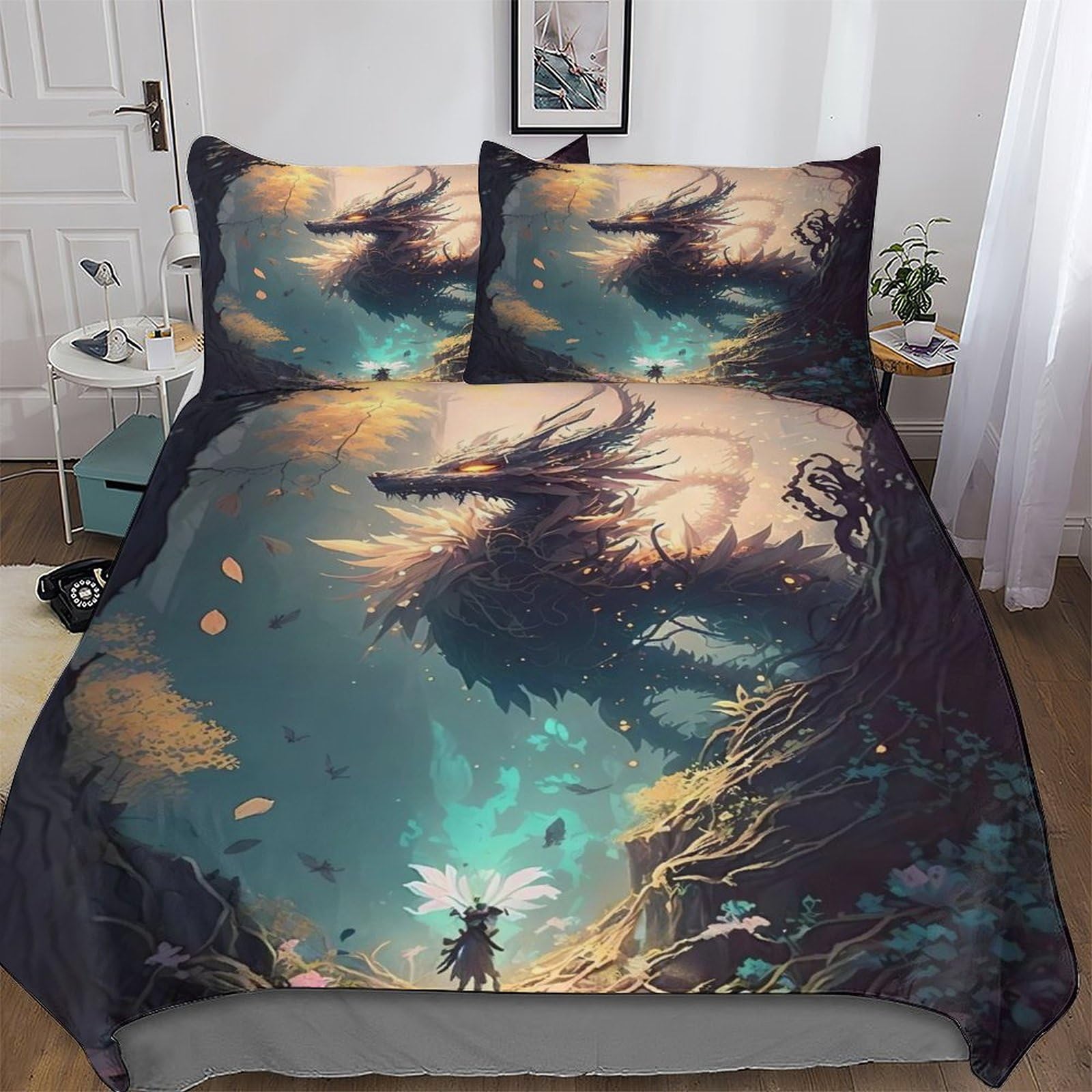 Parure de lit dragon douce et confortable en microfibre respirante king size