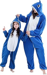 Pyjama Parent-Enfant à Capuche avec Motif Animal Grenouillère Unisexe Cosplay Tenue Familiale pour Halloween Jeux Fêtes et Nuit Combinaison Une Pièce pour Filles et Garçons