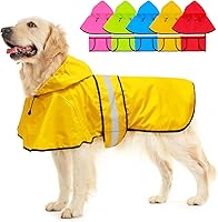 Vista 7 de Chaqueta impermeable para perros - Chaqueta de lluvia reflectante para perros con capucha, ligera, para mascotas, para perros (Grande, Rosa)