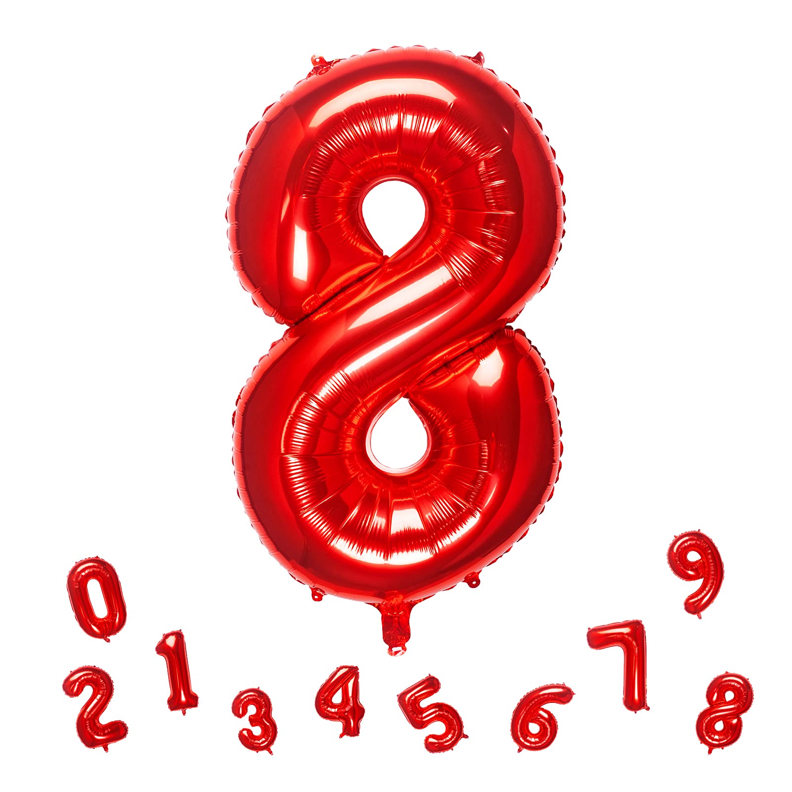 1pc Red 8 Number Balloon, 32 inches, Foil, Self Sealing, Aluminum, Birthday Decoration Supplies