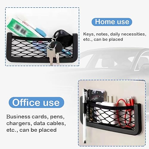 Miniatura 4 de GKmow Paquete de 2 bolsas de red de almacenamiento para automóvil, 7.87 x 3 pulgadas, marco de ABS, organizador de bolsillo, bolsa universal de