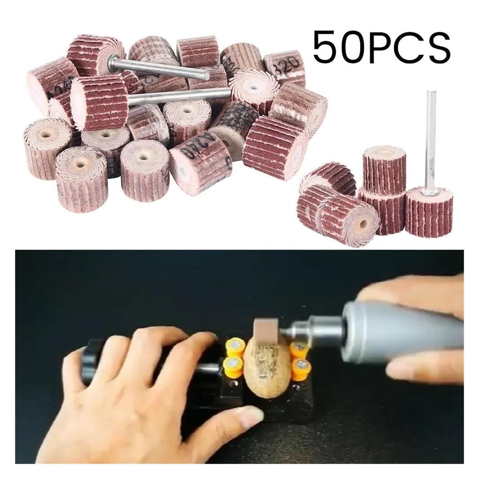 50-teiliges Schleiftrommel-Set, Lamellenschleifpapier for rotierende Schleifwerkzeuge