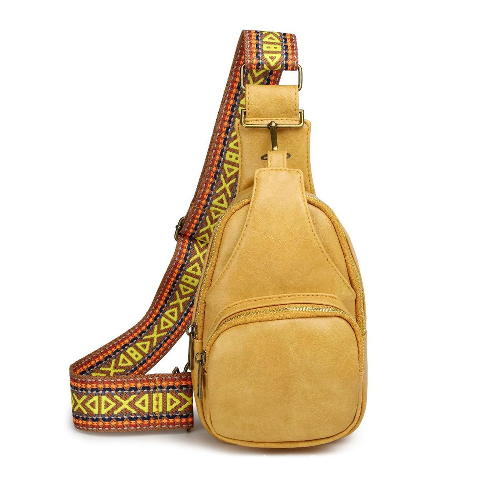 FANDARE Donna Zaino Monospalla Borsa a Tracolla da Palestra Con Tracolla Larga Regolabile - Elegante Borsa a Spalla in Pelle PU - Pochette Telefono Borsello Crossbody per Viaggio - Giallo
