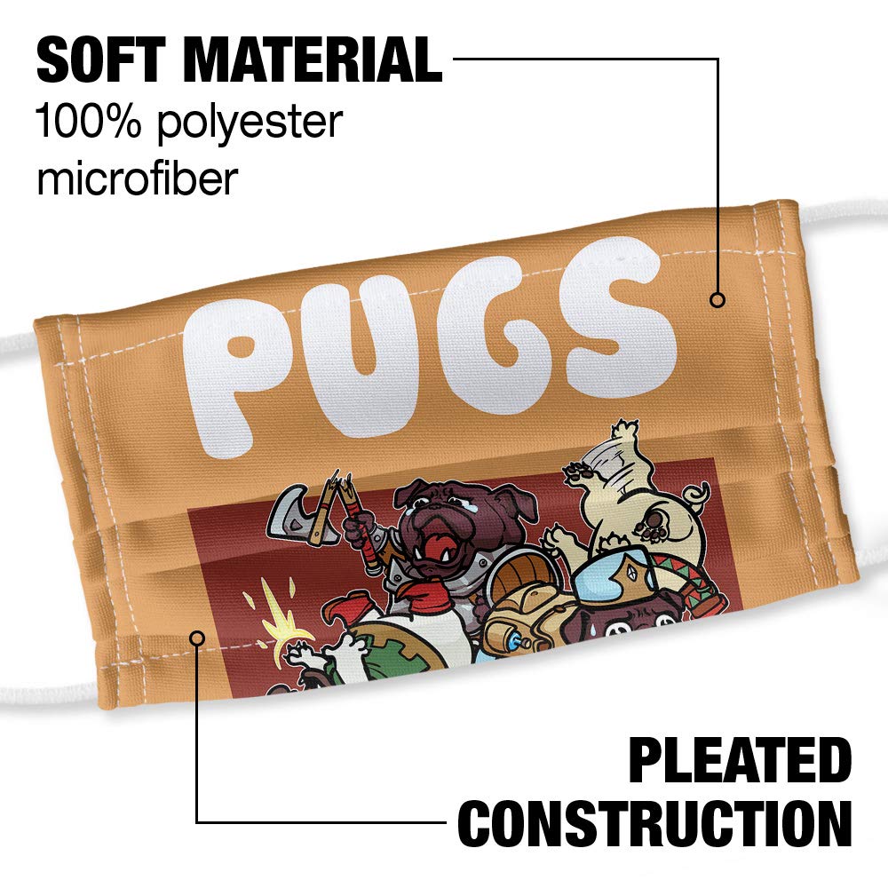 PUGS Games RPG Pickup Groups LFG Mage 2 1-Ply Reusable Face Mask Covering with Adjustable Nose Wire, Unisex