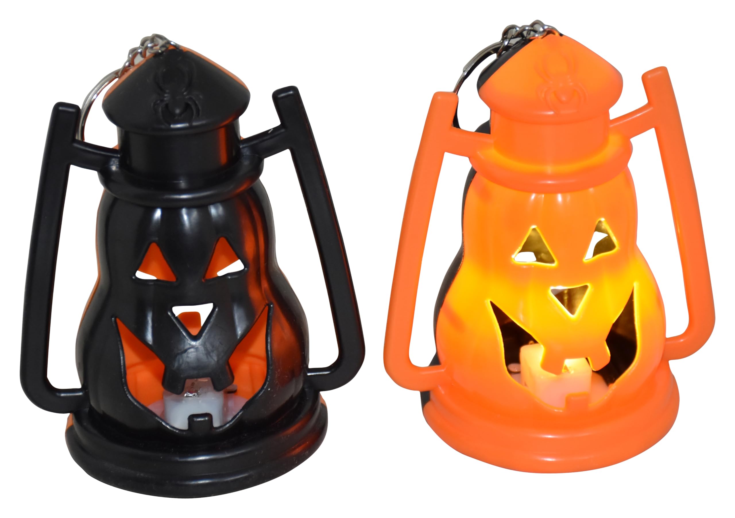 MY PARTY SUPPLIERS Jagmag® Pack of 2 Halloween Tea Lights Lanterns, Battery Operated Halloween Flameless LED Candles, Halloween Key Chains Delicate Halloween Decors Halloween Decorative Bag 3