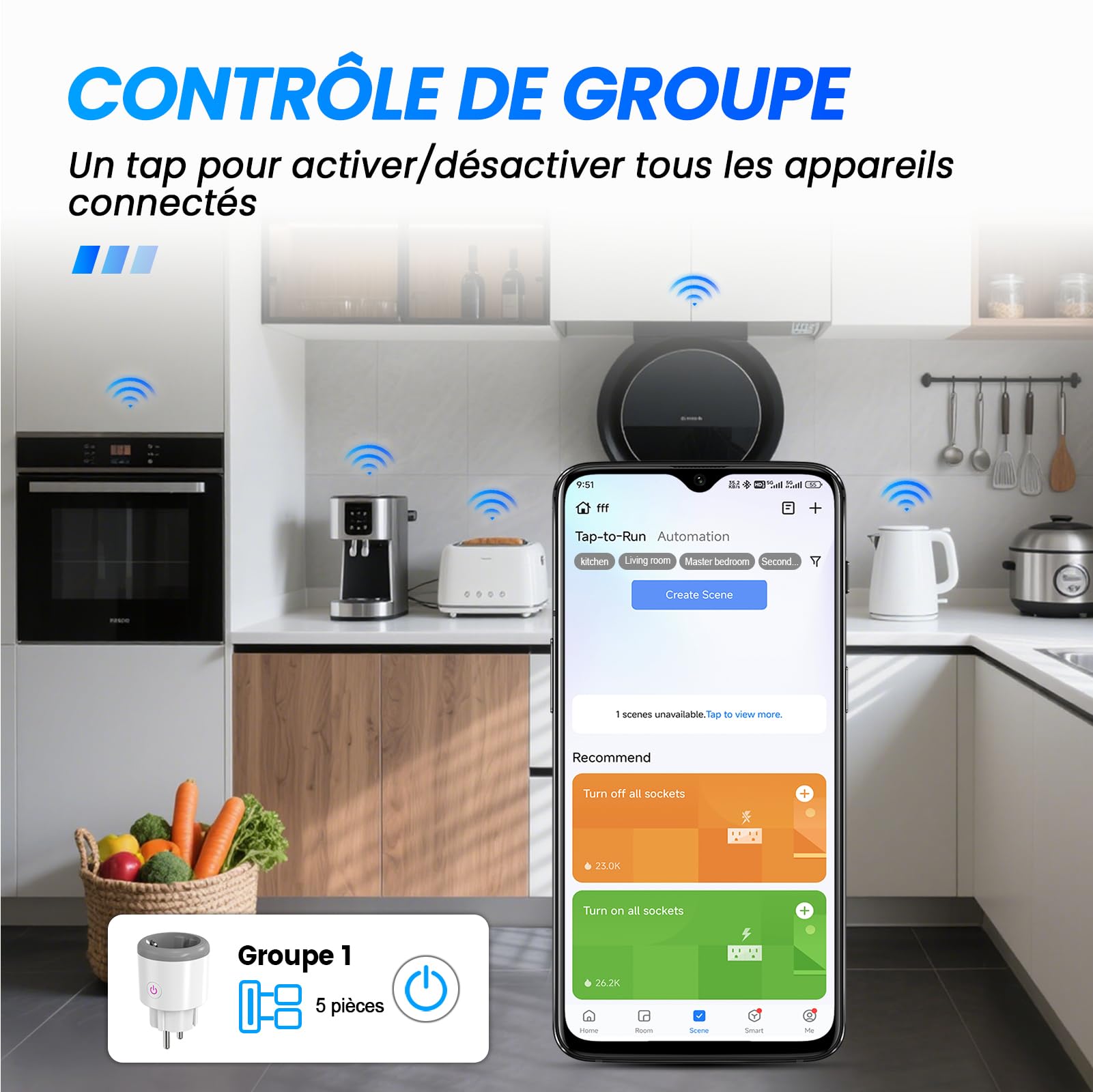 Prise Connectée (Type F) 16A WiFi Intelligente avec Suivi de consommation Télécommande Commande Vocale Fonction de Temps 2,4 GHz Prise Intelligente Compatible avec Alexa et Google Home
