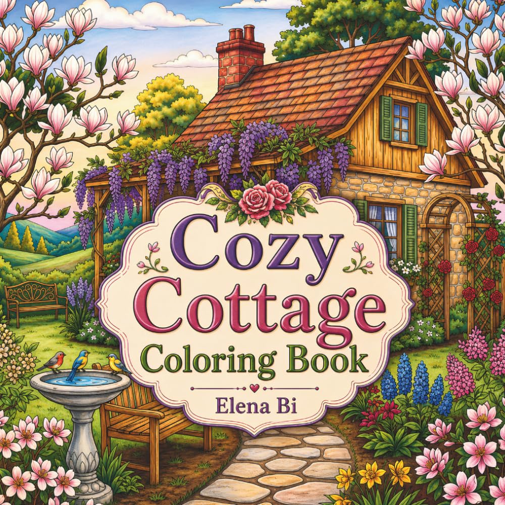 Cozy Cottage Coloring Book: A Relaxing Collection of Cozy Cottage Scenes with Full-Color Inspiration for Every Page