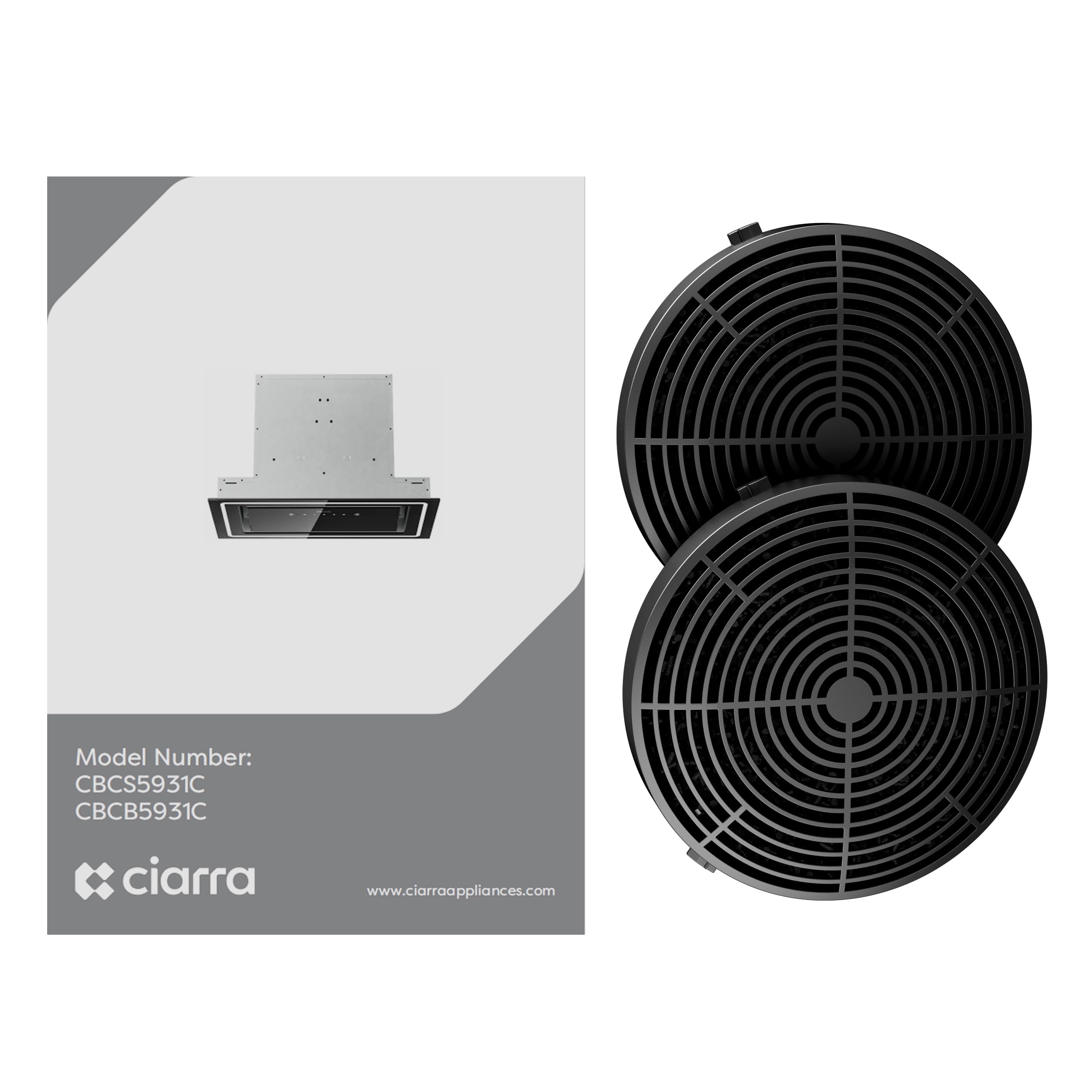 Ciarra CBCB5931C Cappa Aspirante Integrata da 52 cm, Con Controllo a Onda, Luce Led, Filtro a Carbone, Opzioni di Ricircolo e Canalizzazione, Cappa da Cucina Sottile Sottolavello