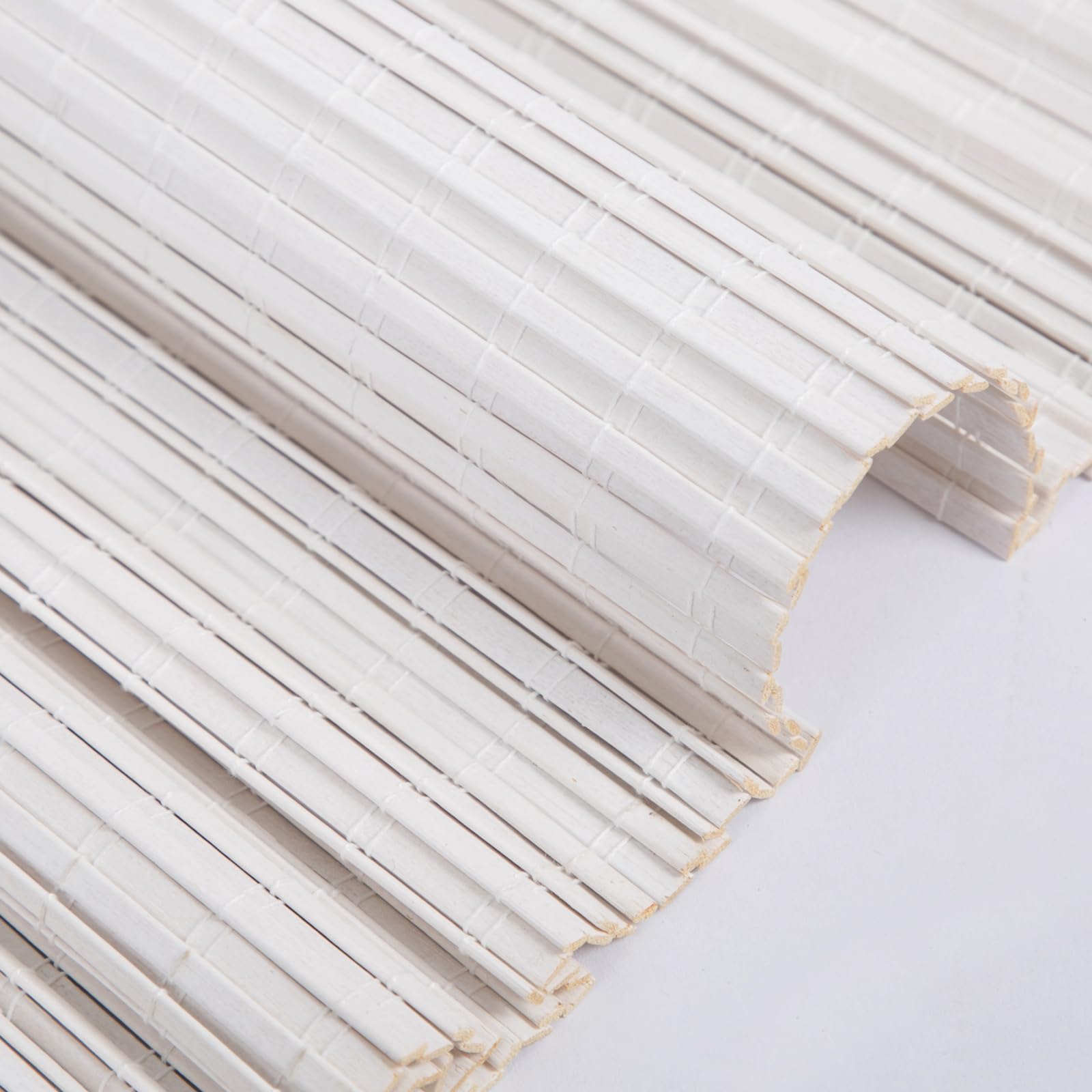 Artdix Bamboo Roman Shades, Cordless Custom Blackout Room Darkening Woven Wood Shades, Natural Bamboo Window Shades for Indoor Windows, White