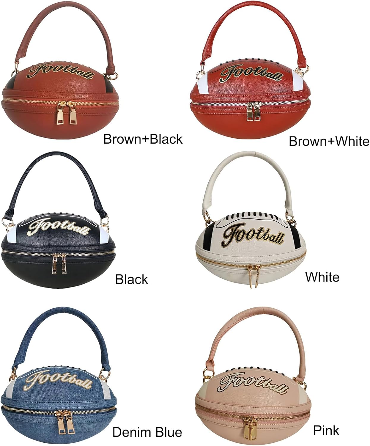 Women Rhinestone Football Shaped Handbag Chain Crossbody Shoulder Bag Football Purse | Rugby, Unique, Novelty, Football - Image 7