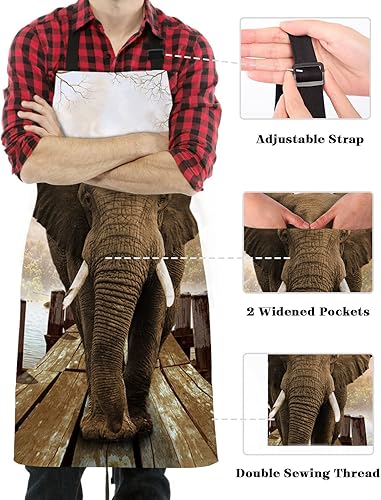 Miniatura 3 de Thanksgiving Pumpkin Sunflower Autumn Leaf Bib Aprons with Pockets, Waterproof Apron for Men Women Black Buffalo Plaid