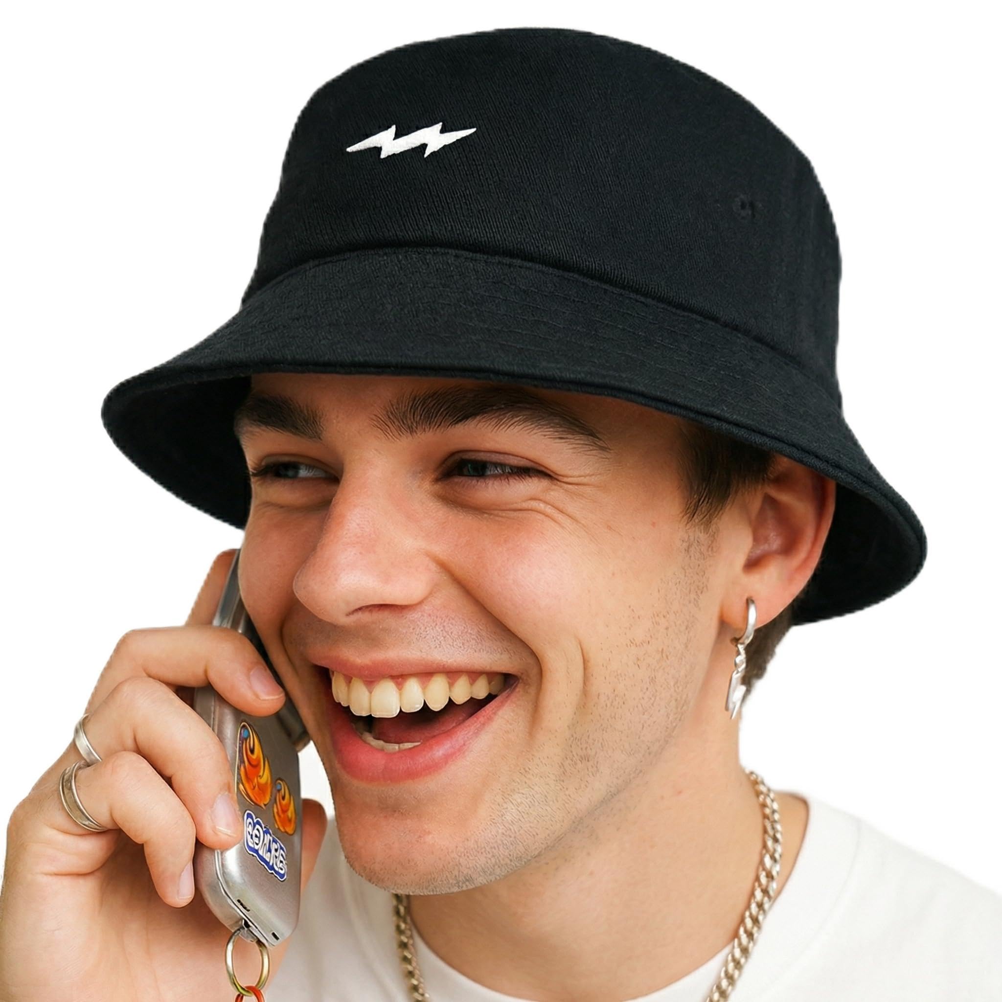 Thunder Cotton Bucket Hat for Men & Women, Black Unisex, Soft Brim for All-Day Comfort, Foldable, Lightning Logo-image-8