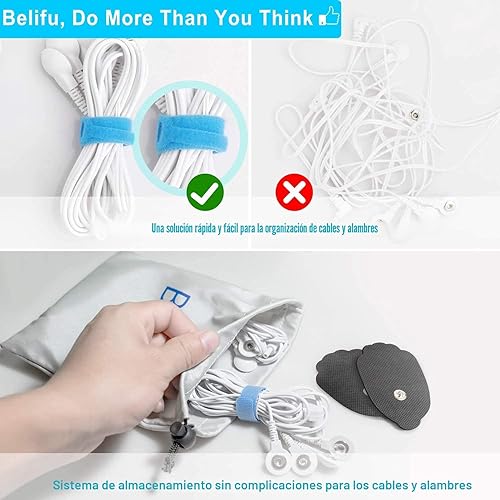 Miniatura 5 de Belifu Unidad TENS EMS de Doble Canal 24 Modos Estimulador Muscular para Terapia de Alivio del Dolor, Masajeador de Pulso Electrónico Masajeador