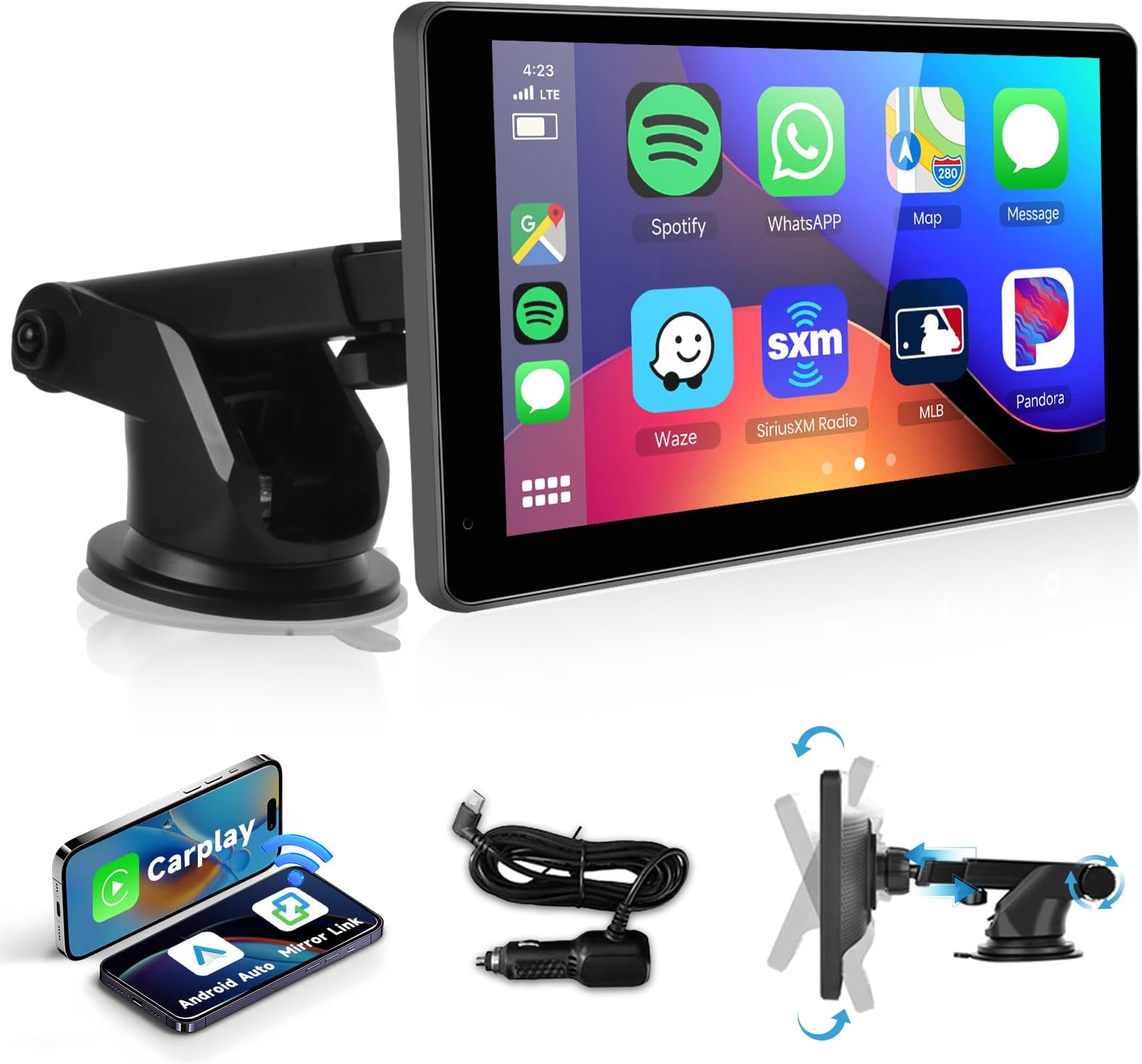 Hikity Portable Apple CarPlay Wireless Car Stereo Android