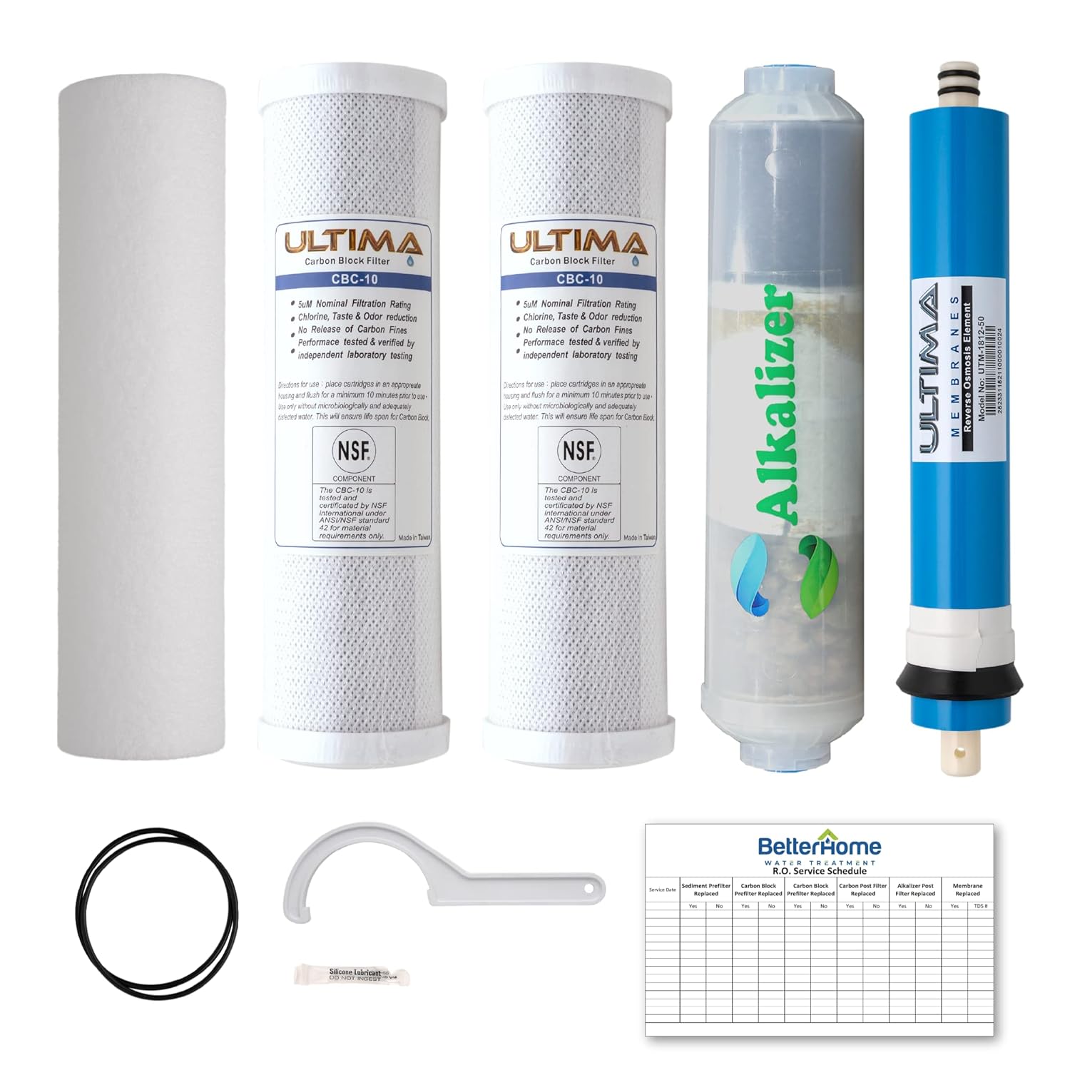 Ultima 7/VII 5 Stage Universal Reverse Osmosis Under Sink Water Filter System Replacements with 50 GPD RO Membrane and Alkalizer Post Carbon Filter Kit...