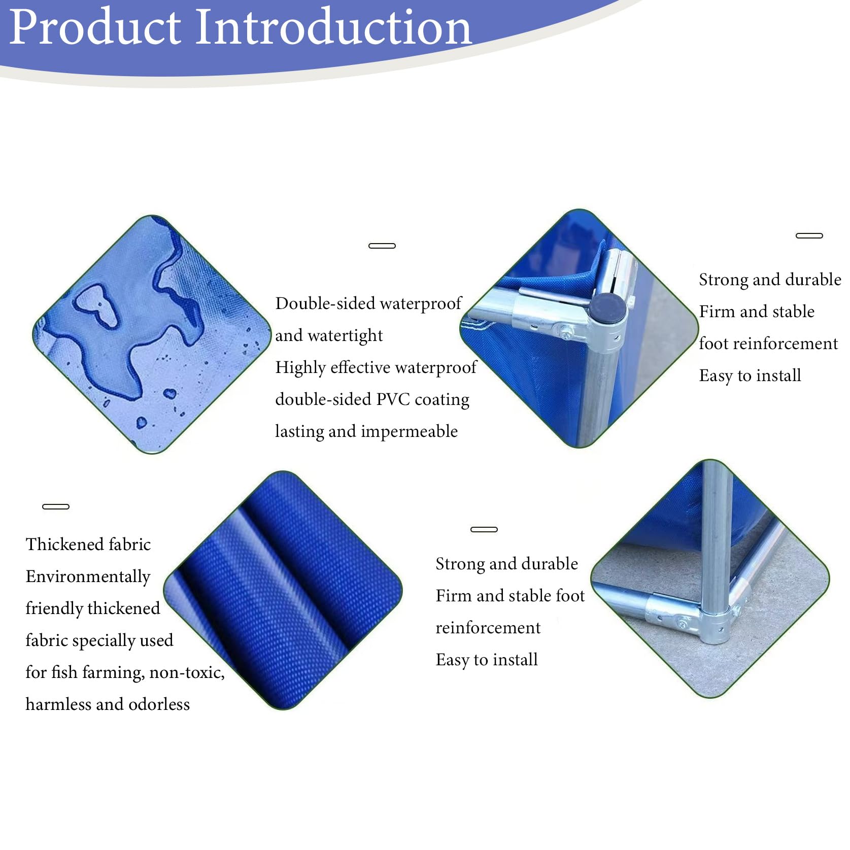 Aquarium-Teichbecken mit Rahmen und Ablassventil, PVC-Plane für oberirdischen Fischteich, Koi und Goldfische