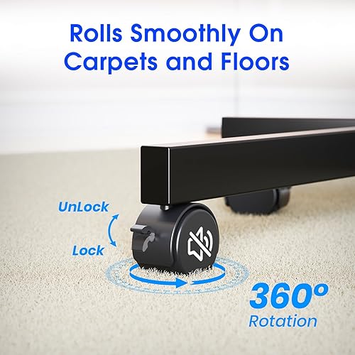 Miniatura 4 de Soporte de TV móvil para televisores de pantalla plana LCD LED OLED de 23 a 60 pulgadas de hasta 88 libras, inclinación y altura ajustable, ruedas