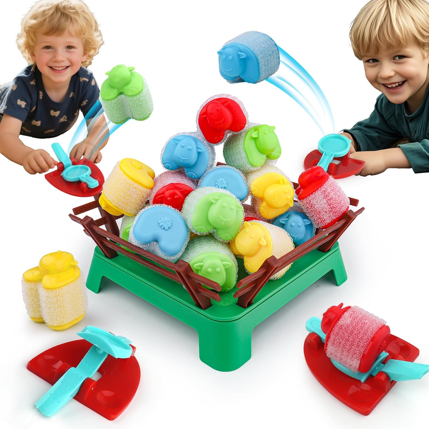 Family Board Games, Catapulting Sheep Game for Kids Ages 4-8 4-12, Jumping Sheeps Toys, 2-4 Players, Birthday Gifts Christmas Party