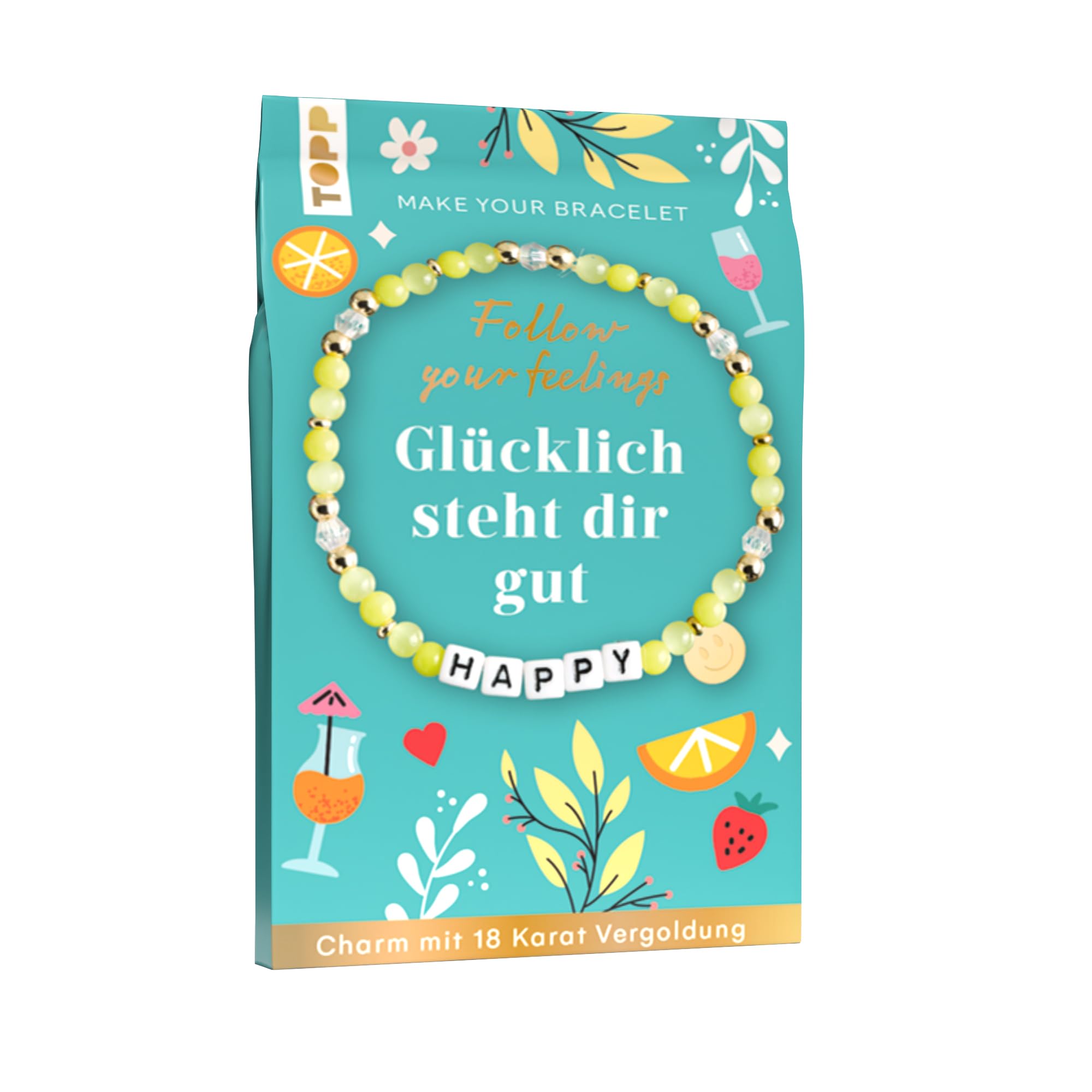 Follow your Feelings - Make your bracelet - Schmuckset Happy VE, 10 Ex.: Anleitung und Material für ein Armband. Mit gestalteter Geschenkkarte