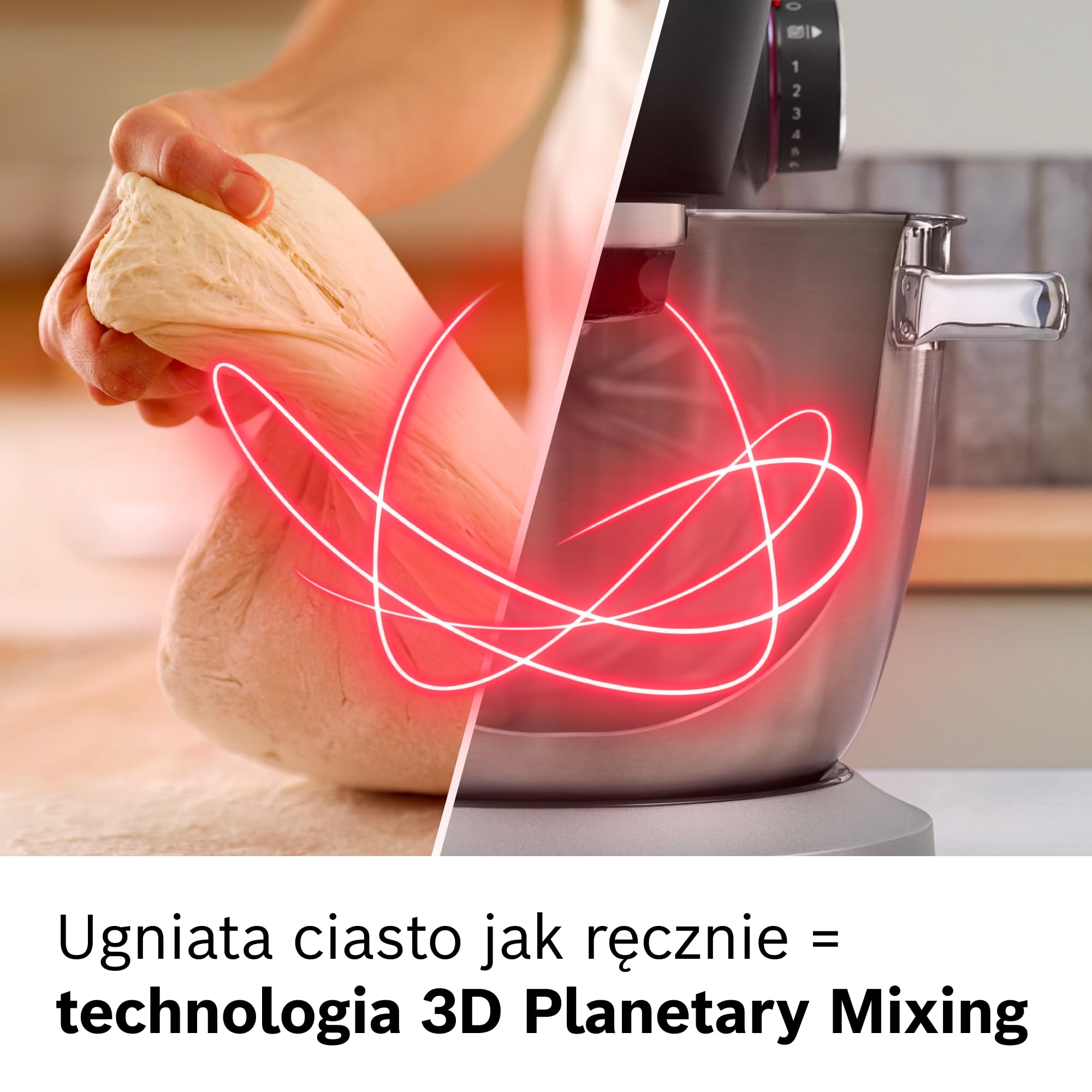 Bosch, robot kuchenny Serie 8, z wagą, silnik 1800 W chłodzony powietrzem, system mieszania planetarnego 3D, zestaw cukierniczya, misa 6,0 l, czarno-srebrna, metalowa obudowa, MUMS8ZS00