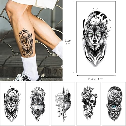 Miniatura 3 de Glaryyears Tatuaje temporal de animales para hombres, mujeres y adultos, paquete de 15 tatuajes falsos grandes, tatuajes realistas de larga duración