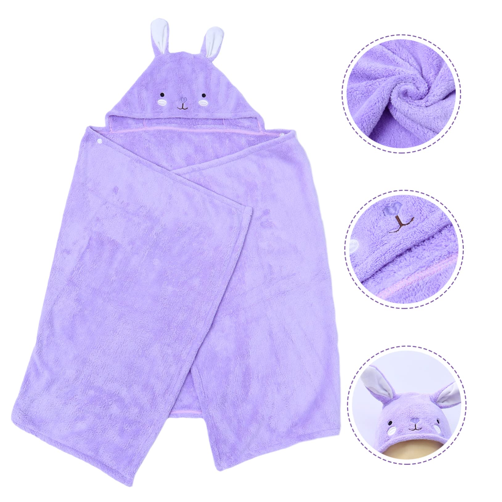 Serviette de Bain à Capuche Lapin Pourpre 70x140 pour Garçon, et Filles