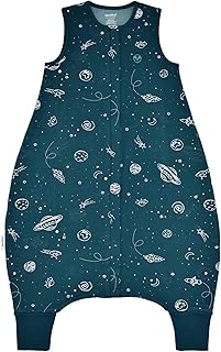 Woolino 4 Season Baby Sleep Bag or Sack with feet, Australian Merino Wool and Organic Cotton, 6-18m, Space (Glow In The Dark)