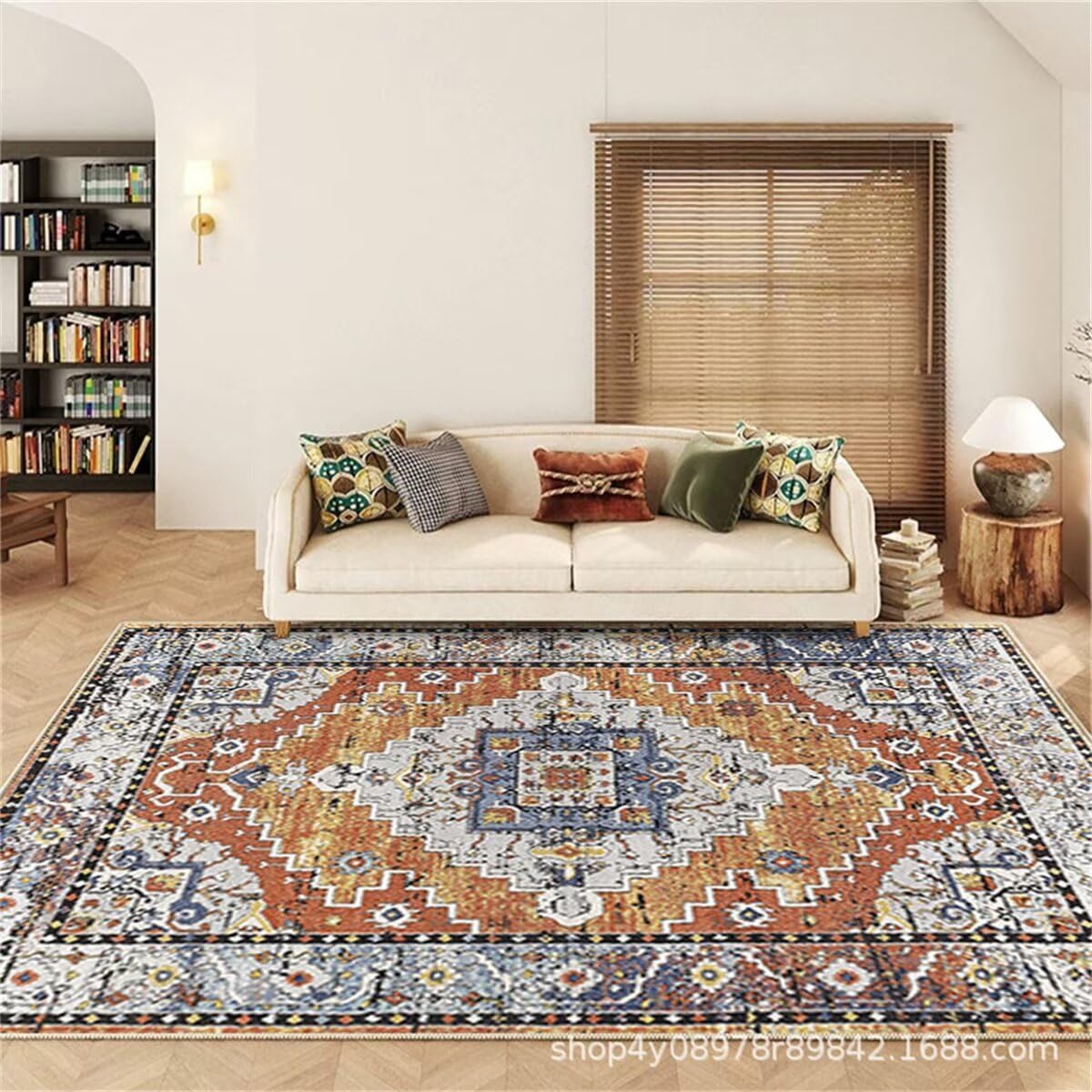 Tapis chambre enfant imprimé plante orange pour un espace de jeu chaleureux