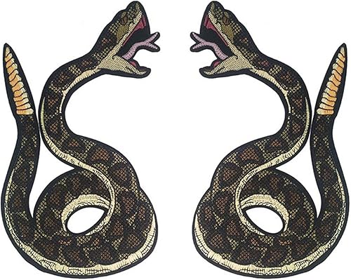 Parche bordado de serpiente marrón para planchar para ropa DIY, motero, motocicleta, punk, insignias, abrigo, accesorio para manualidades