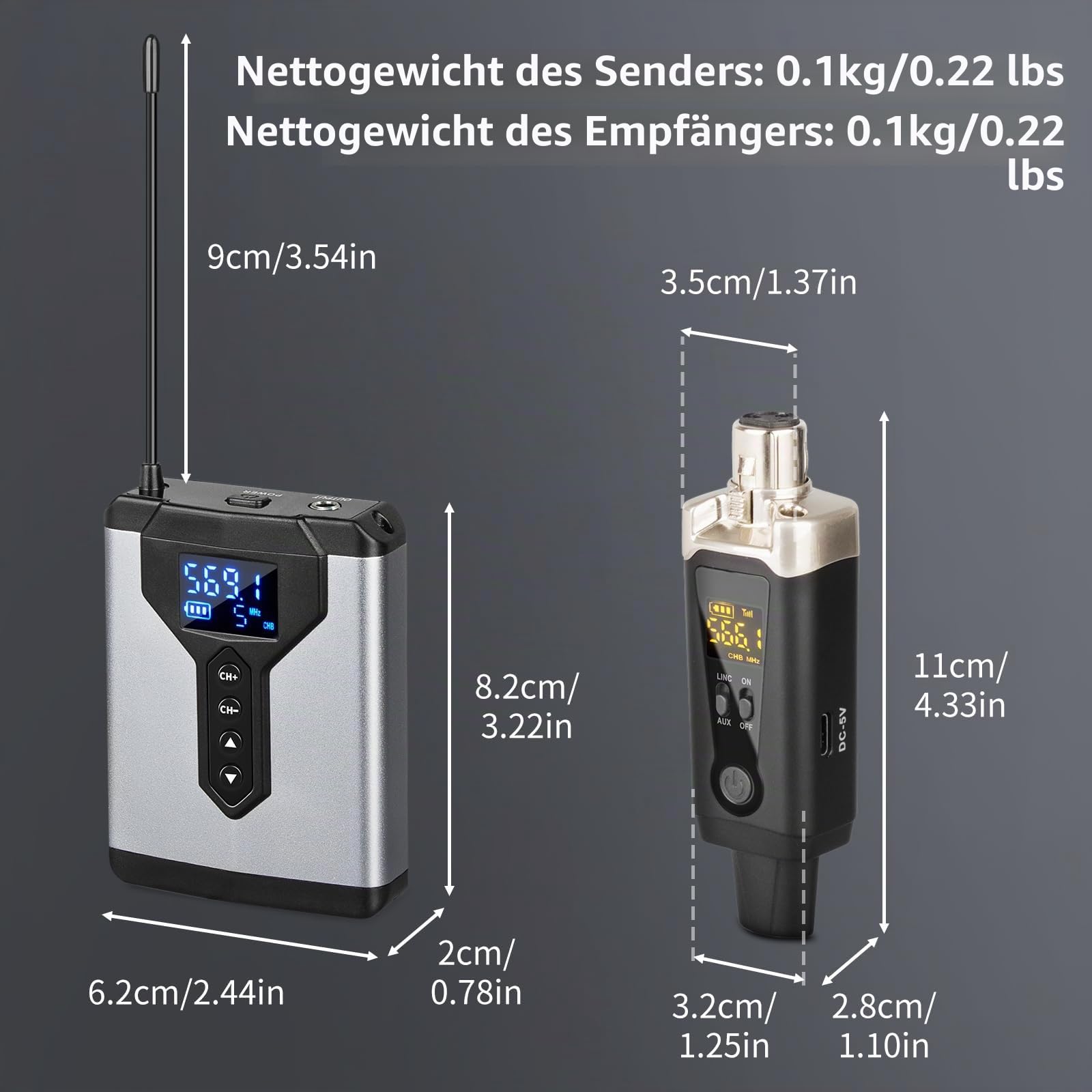 Depusheng T9-2 Drahtloses In-Ear-Monitoring-System mit Senderclip am Empfänger Automatische Kopplung In-Ear-Monitoring für Studio, Gitarre, DJ, Live-Auftritte (4)