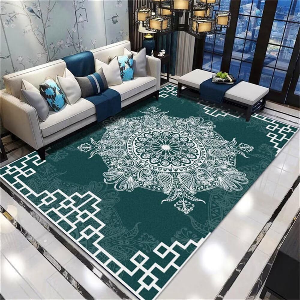 Grand tapis de salon vert 120X170CM pour créer un coin lecture rétro unique