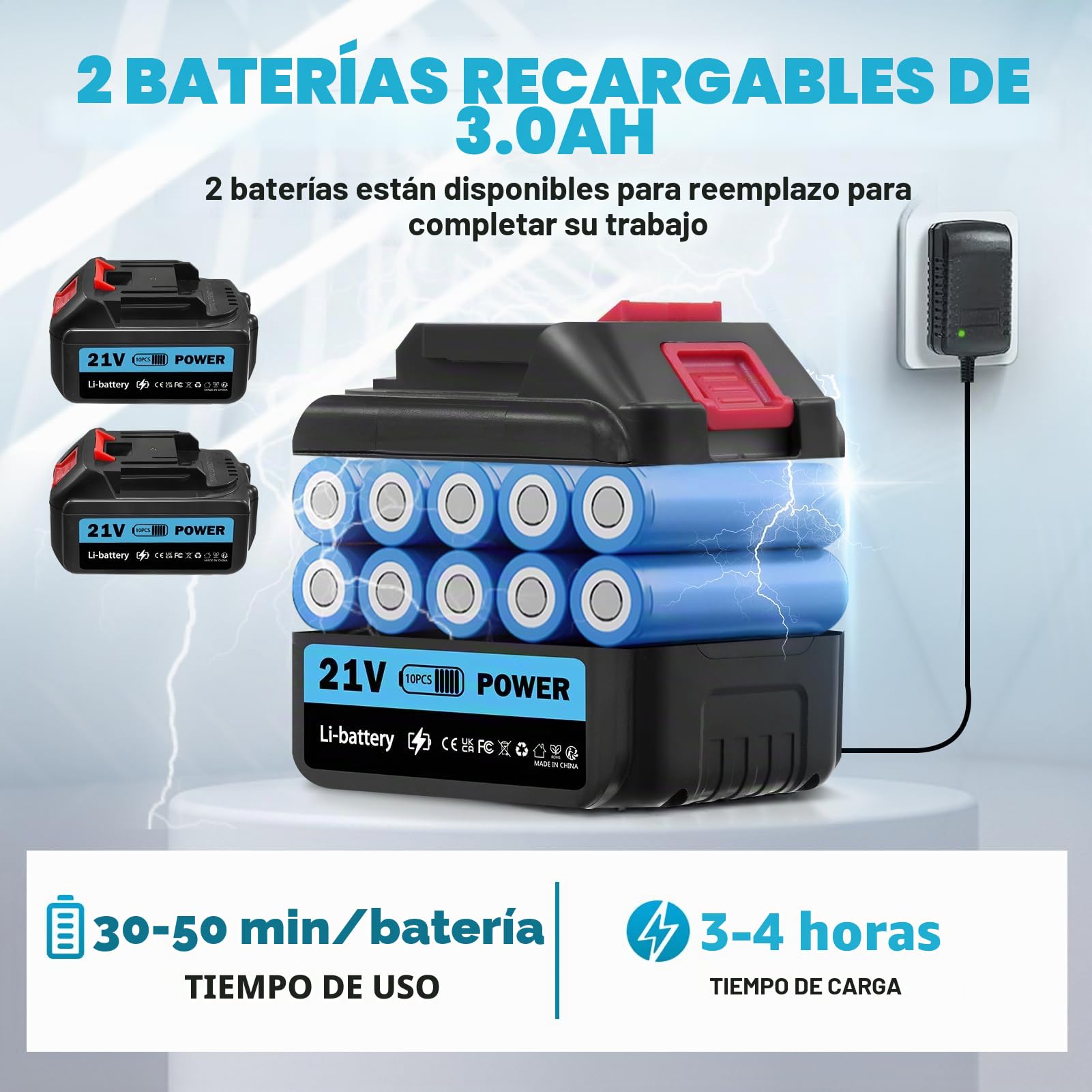 Hidrolimpiadora de Alta Presión,120 Bar Hidrolimpiadora Portátil con Ajuste 3 Velocidades,Pistola de Agua a Presióncon 2×3.0Ah Baterías Recargable,Boquilla 6 en 1,Manguera 5M,para Coche, Jardín