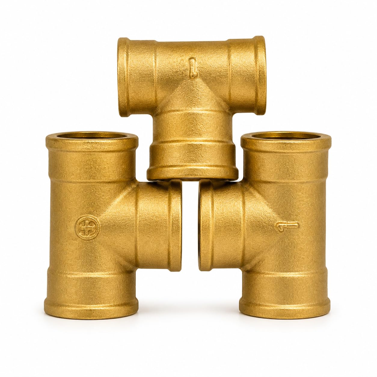 3 Stück T-Verbindungsstücke zum Schrauben, aus massivem Messing, 1 Zoll (26 x 34) | 3 Wege weiblich (FFF) für Sanitär, Heizung & Wasser | robust & wasserdicht – 10 bar / 95 °C – 3 Stück