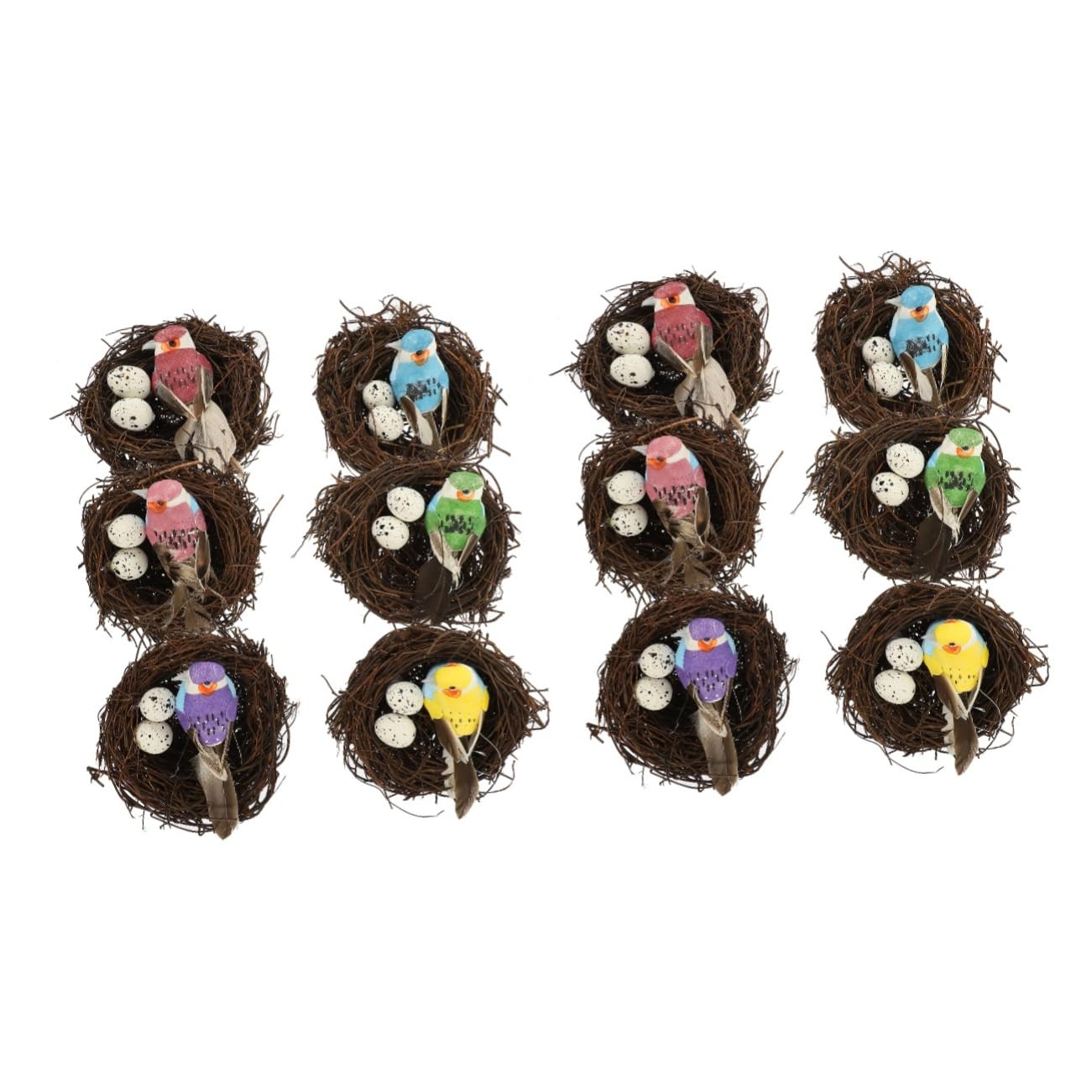 Milisten 12pièces Décoration De Nid Oiseau Artificiel avec Accessoire De Jardin Et Maison Décor Naturel pour Maison Bureau Et Balcon