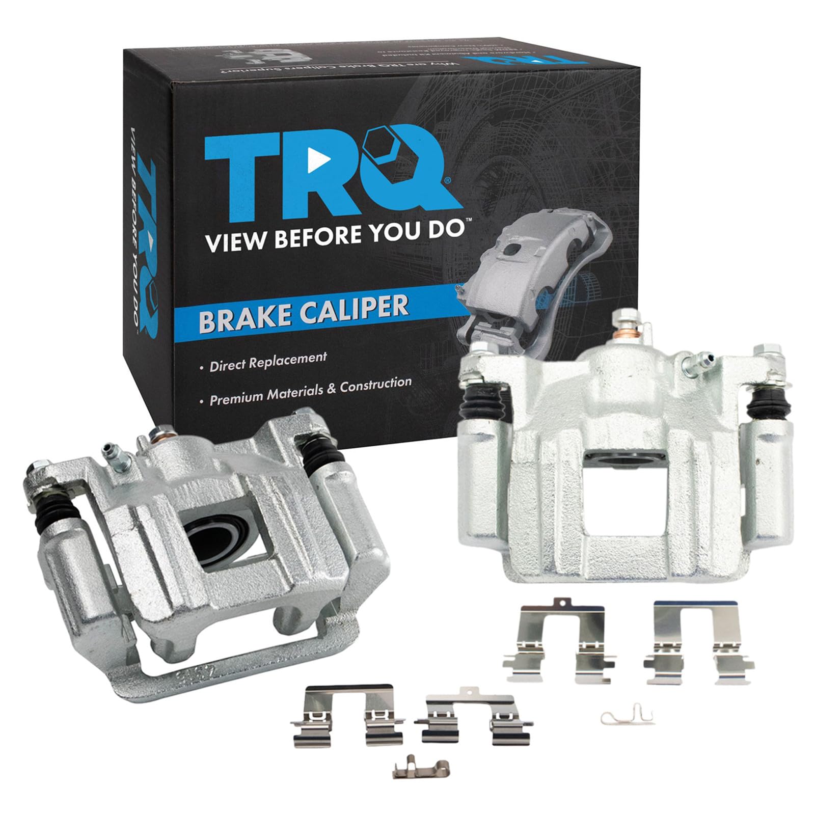 TRQ Rear Driver and Passenger Side Brake Caliper Set Caliper Brackets