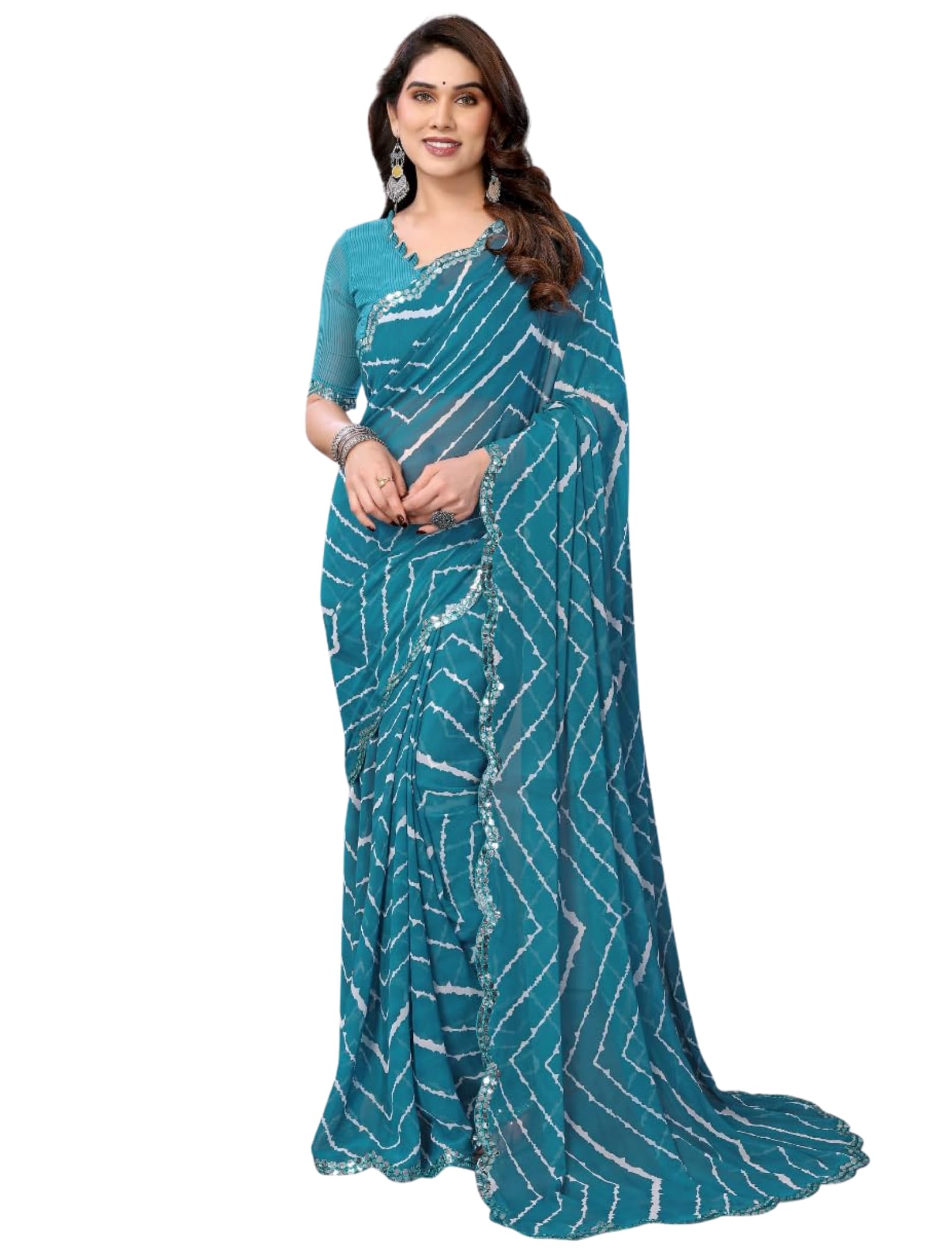 achira tex Women’s Printed Georgette Saree with Unstitched Blouse Piece (Saree 5.2m & Blouse 0.8m) Lightweight Stylish Ethnic Wear-picture-33