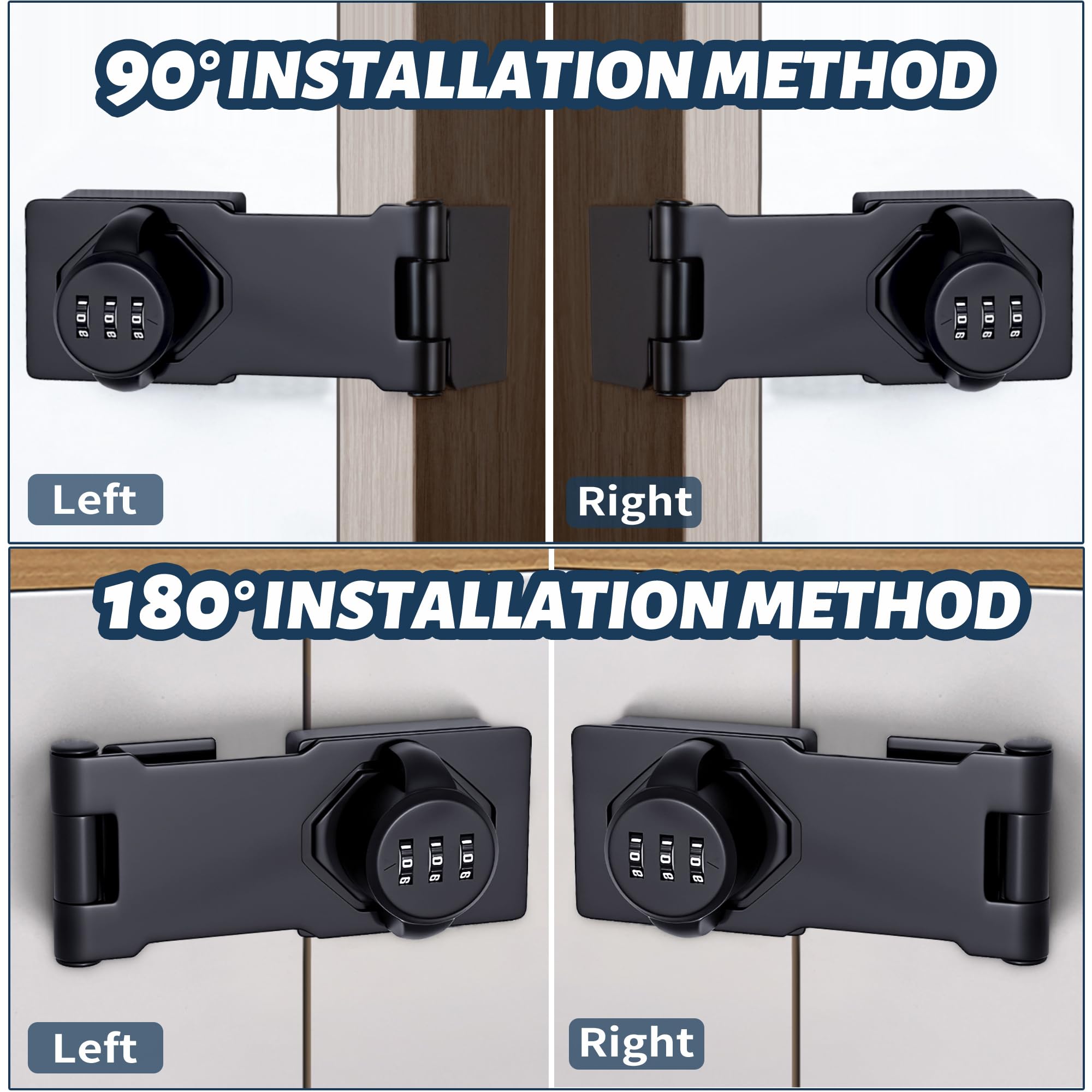 4.5Inch Cabinet Password Hasp Lock 3-Digit Combination Door Lock Internal - Image 4