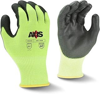 Radians RWG558TXL Axis Cut Protection Level A7 Pu Coated Gloves, Tagged, Pair, X-Large (Pack of 12),Hi Viz Lime Green
