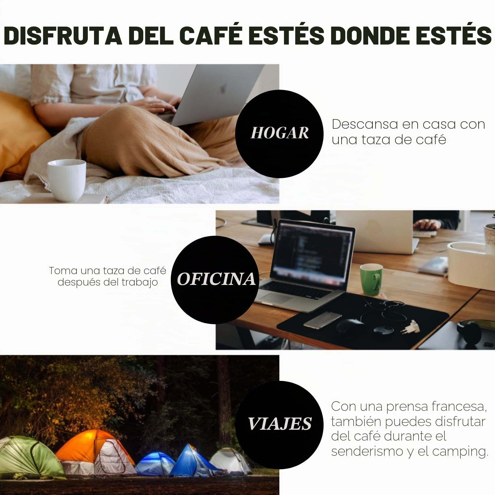 Cafetera de Émbolo Individual Prensa Francesa Acero Inoxidable 1L Plateado