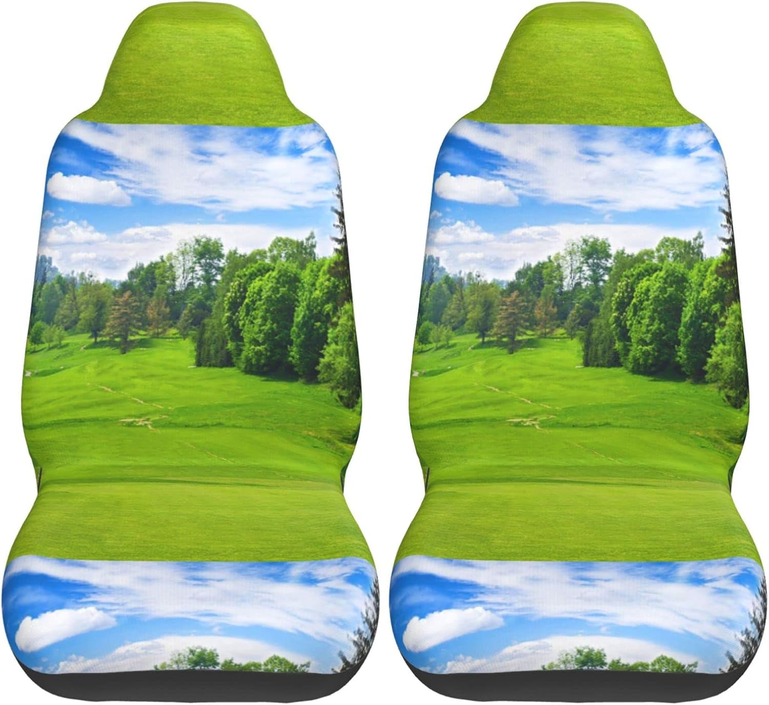 Evealyn Vancouver Golf Course Printed 2 Pcs Automotive Seat Covers for Front with Elastic Straps Car Protector Seat Covers for Car SUV Truck